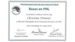 Certificat en PNL de niveau 1 - Christine Dimnet